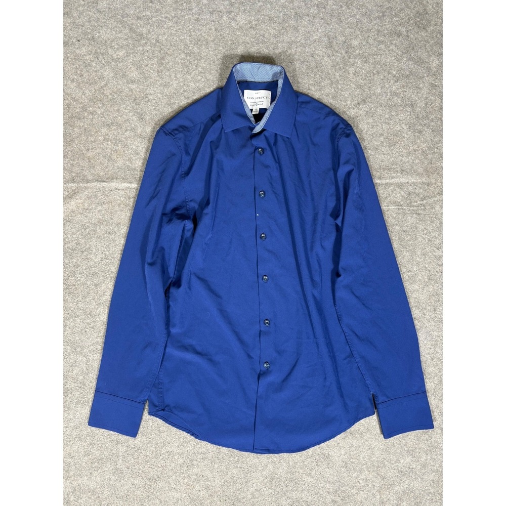 CON.STRUCT Slim Fit Dress Shirt Blue Cooling Comfort 4-Way Stretch Mens‎ Small